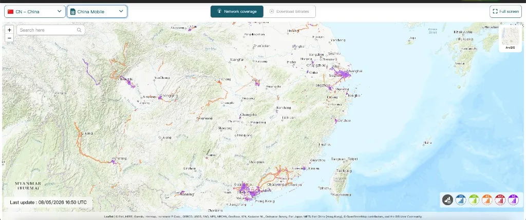 China mobile network coverage heatmap preview