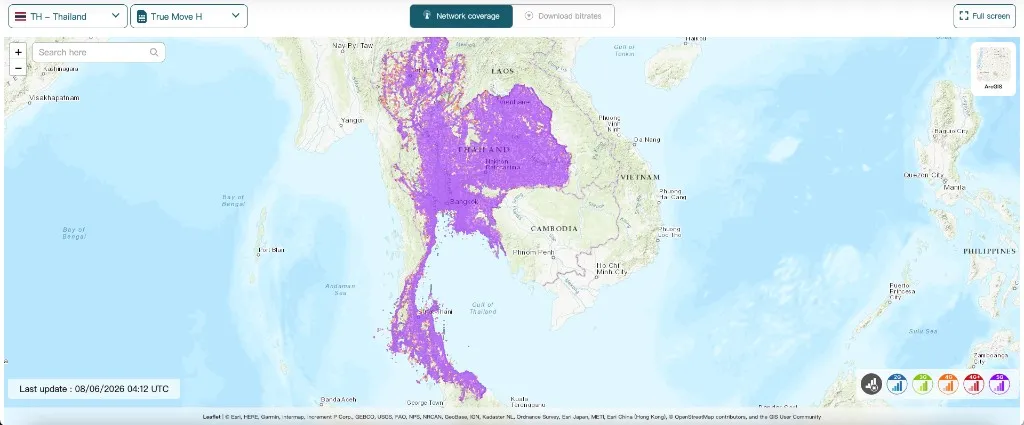Thailand mobile network coverage heatmap preview